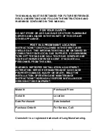 Preview for 2 page of Lang XL-24 Electric Clamshell Installation, Operation, Maintenance, & Troubleshooting