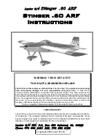 Lanier R/C Stinger .60 ARF Instructions Manual preview