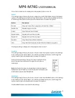 Preview for 12 page of Laser MP4-M74G User Manual