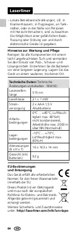 Предварительный просмотр 4 страницы LaserLiner Laserpointer Green Manual