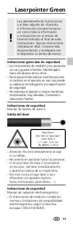 Предварительный просмотр 13 страницы LaserLiner Laserpointer Green Manual