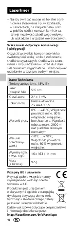 Предварительный просмотр 18 страницы LaserLiner Laserpointer Green Manual