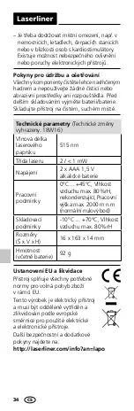 Предварительный просмотр 34 страницы LaserLiner Laserpointer Green Manual