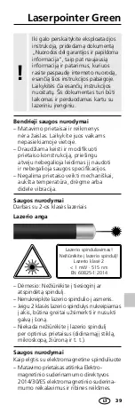 Предварительный просмотр 39 страницы LaserLiner Laserpointer Green Manual