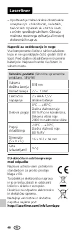 Предварительный просмотр 48 страницы LaserLiner Laserpointer Green Manual