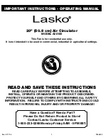 Preview for 1 page of Lasko A20100 Operating Manual