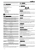 Preview for 6 page of LAVAZZA LB2210 Instructions For Installation And Use Manual