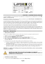 Preview for 40 page of Lavorwash SW 2600 BT Instructions And Operating Manual