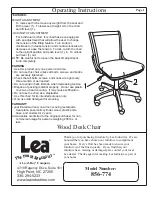 Предварительный просмотр 1 страницы LAZBOY Lea 856-774 Operating Instructions Manual