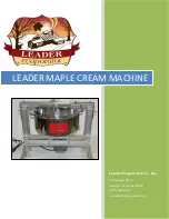 Предварительный просмотр 1 страницы Leader Evaporator MAPLE CREAM MACHINE Manual