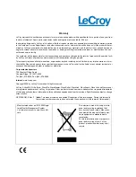 Предварительный просмотр 2 страницы LeCroy HFP1500 Instruction Manual