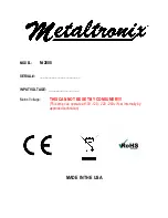 Предварительный просмотр 10 страницы Lee Jackson METALTRONIX M2000 User Manual