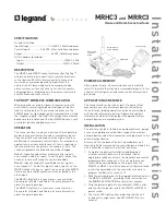 Preview for 2 page of LEGRAND VANTAGE MRHC3 Installation Instructions