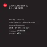 Leica SUMMILUX-SL 1:1.4/50 ASPH. Instructions Manual предпросмотр