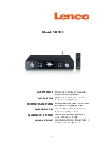 LENCO DIR-250 User Manual preview