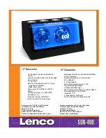 LENCO SUB-400 Brochure предпросмотр