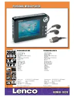 Preview for 1 page of LENCO XEMIO-1020 Specifications