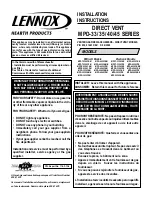 Предварительный просмотр 1 страницы Lennox Hearth Products Direct Vent MPD-33 Series Installation Instructions Manual