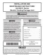 Lennox 2SA13 Series Installation And Maintenance Instructions Manual предпросмотр