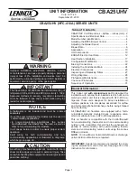 Предварительный просмотр 1 страницы Lennox CBA25UH Series Unit Information