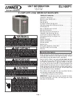 Preview for 1 page of Lennox EL16XP1 Series Unit Information