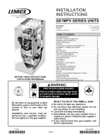 Предварительный просмотр 1 страницы Lennox Elite G61MPV36B-045 Installation Instructions Manual