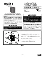 Preview for 1 page of Lennox Elite XP14-018-230 Installation Instructions Manual