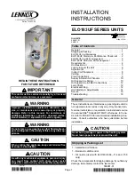 Preview for 1 page of Lennox ELO183UF Series Installation Instructions Manual