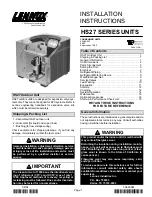 Preview for 1 page of Lennox HS27 Series Installation Instructions Manual