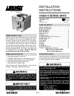 Lennox HSXA15 SERIES Installation Instructions Manual предпросмотр