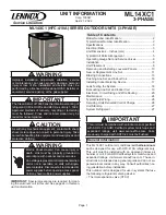 Preview for 1 page of Lennox ML14XC1 Series Manual