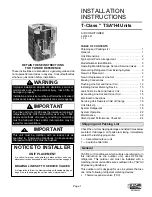 Preview for 1 page of Lennox T-Class TSA H4 Series Installation Instructions Manual