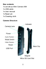 Preview for 4 page of Lenofocus Mini Camera 008 Manual