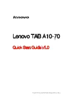 Preview for 1 page of Lenovo A10-70 Quick Start Manual