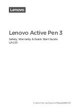 Preview for 1 page of Lenovo Active Pen 3 LP-251 Safety, Warranty & Quick Start Manual