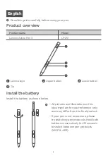 Preview for 3 page of Lenovo Active Pen 3 LP-251 Safety, Warranty & Quick Start Manual