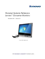 Предварительный просмотр 1 страницы Lenovo L2062 Wide Flat Panel Monitor Specifications