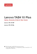 Lenovo O57TBX704L Safety, Warranty & Quick Start Manual preview