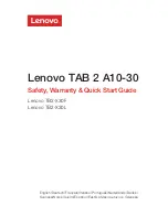 Lenovo TAB 2 A10-30 Safety, Warranty & Quick Start Manual предпросмотр