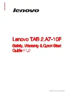 Lenovo TAB 2 A7 Series Safety, Warranty & Quick Start Manual preview