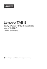 Lenovo TAB 8 Safety, Warranty & Quick Start Manual предпросмотр