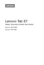 Lenovo Tab E7 TB-7104F Safety, Warranty & Quick Start Manual предпросмотр