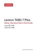 Lenovo TAB3 7 Plus Safety, Warranty & Quick Start Manual предпросмотр