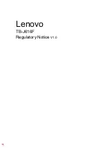 Preview for 1 page of Lenovo TB-J616F Regulatory Notice