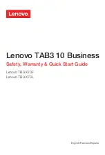 Lenovo TB3-X70F Safety, Warranty & Quick Start Manual preview