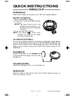 Preview for 1 page of Lenoxx CD-57 Quick Instructions