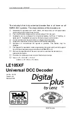Lenz Digital plus LE105XF Manual preview