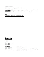 Preview for 2 page of Lexicon 960L Installation Instructions Manual