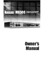 Lexicon MX500 Owner'S Manual preview