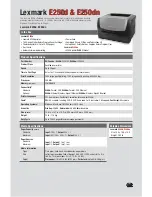 Preview for 2 page of Lexmark 250d - E B/W Laser Printer Specifications